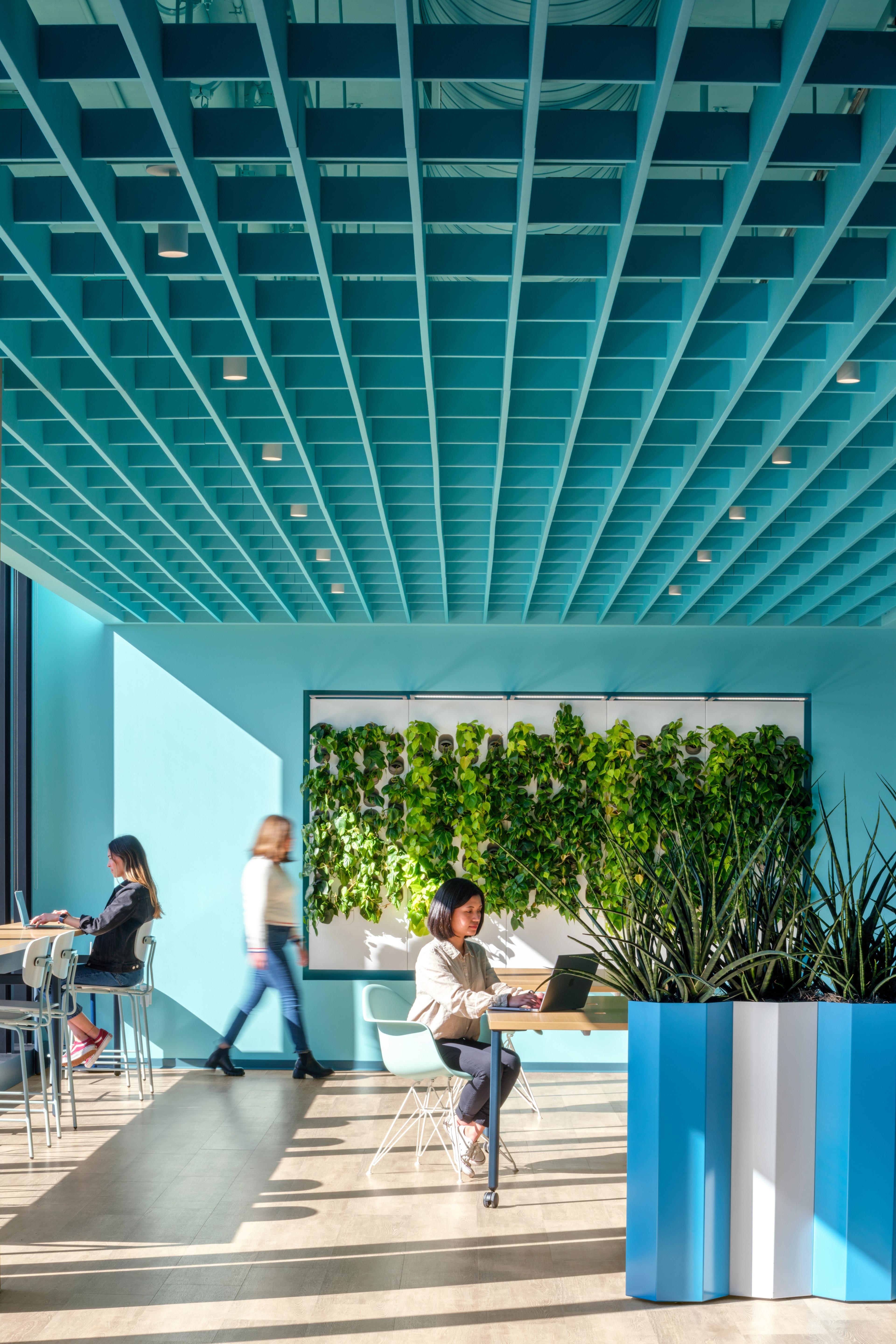 Turf's custom acoustic ceiling installation at the Adobe Founders Tower in San Jose California.