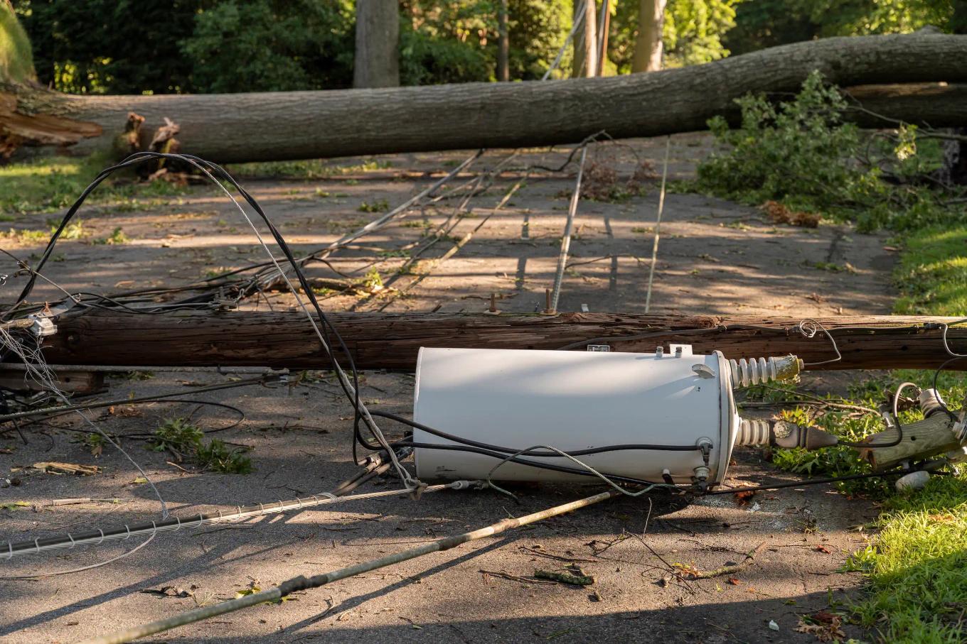 Knocked over transformer in the middle of the road