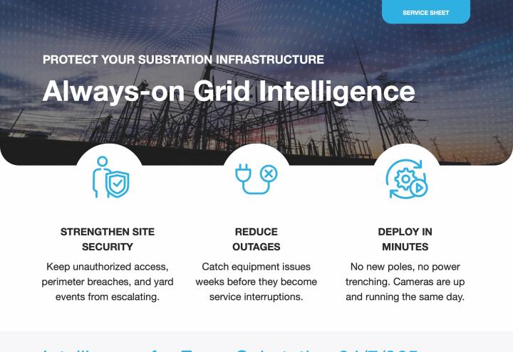 Service sheet describing visual monitoring and analytics for electric substations