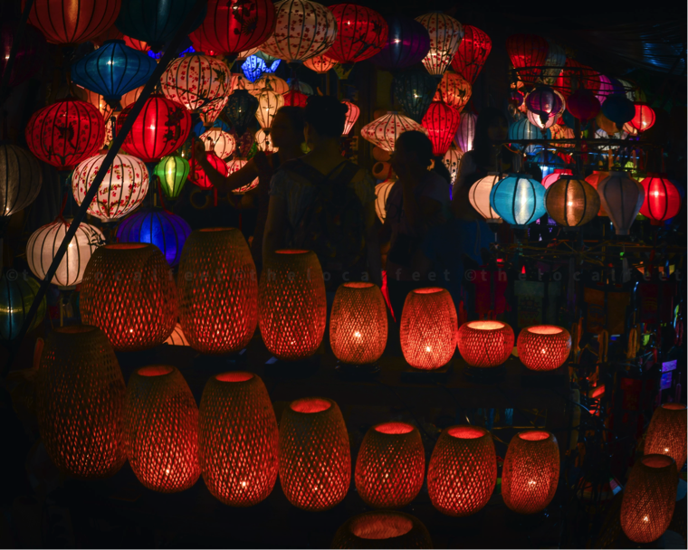 Beautiful local made Silk & Bamboo stick Lanterns