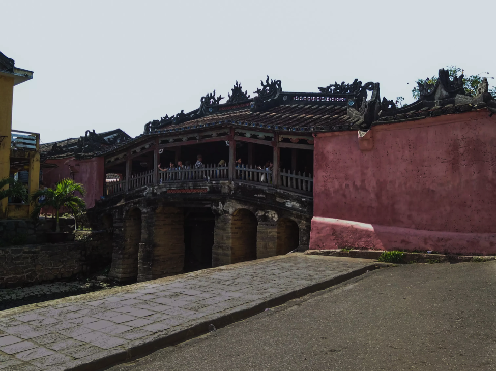 Hoi An's stunning bridge with a Temple atop