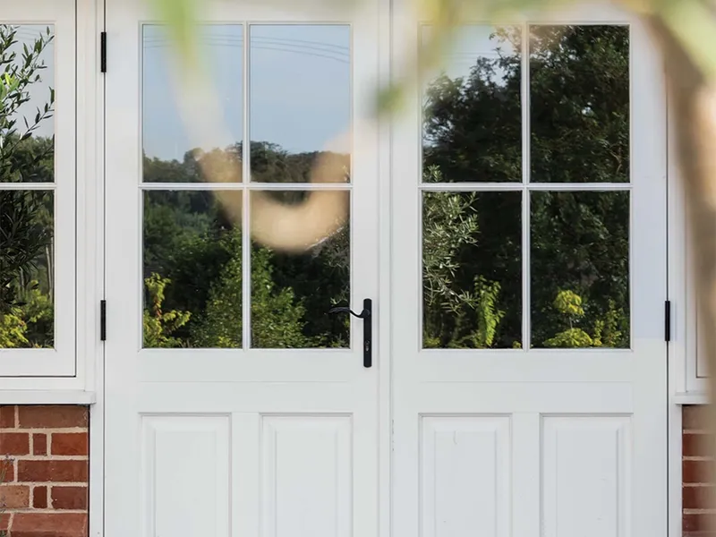 pure white timber french doors