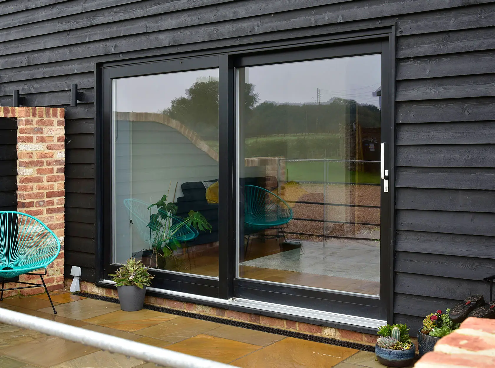 sliding patio doors in black