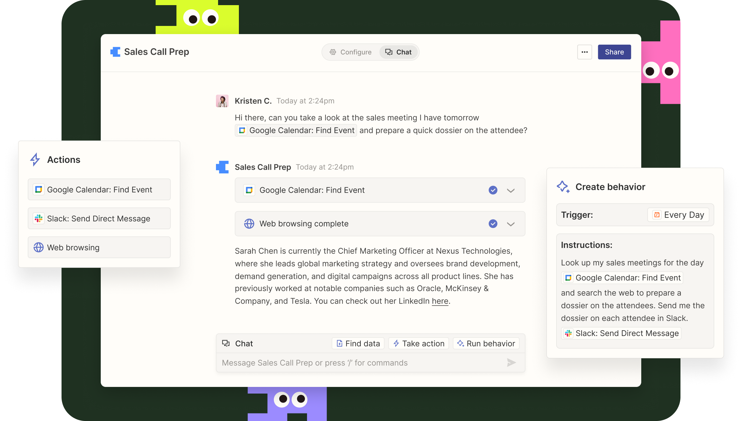 Zapier is already known for helping people automate tasks across apps like Gmail, Google Sheets, Slack, and HubSpot. With their AI agents feature, they’ve taken it a step further: combining the power of generative AI with the flexibility of task automation.
