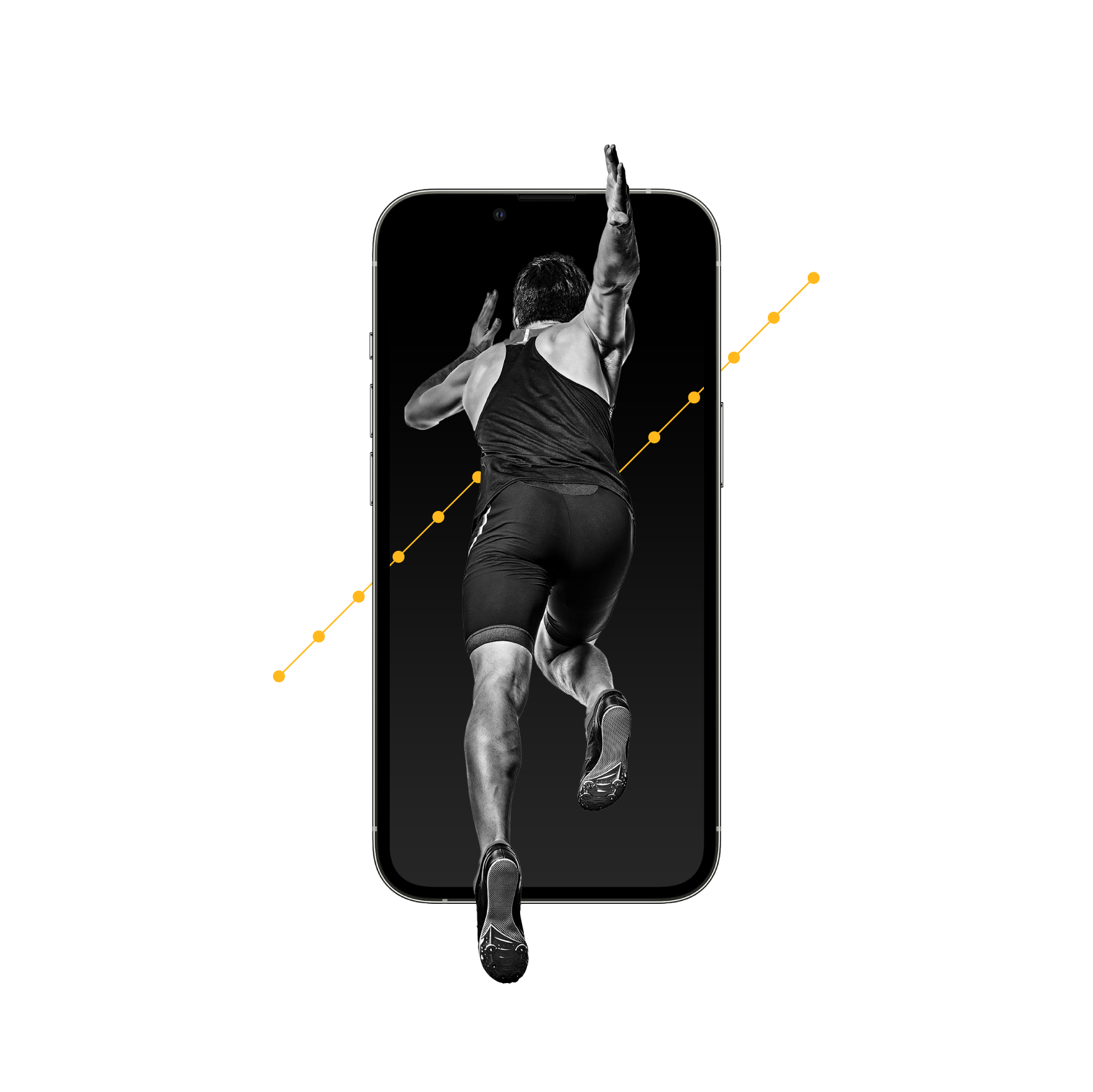 man running in front of Nuro App on phone