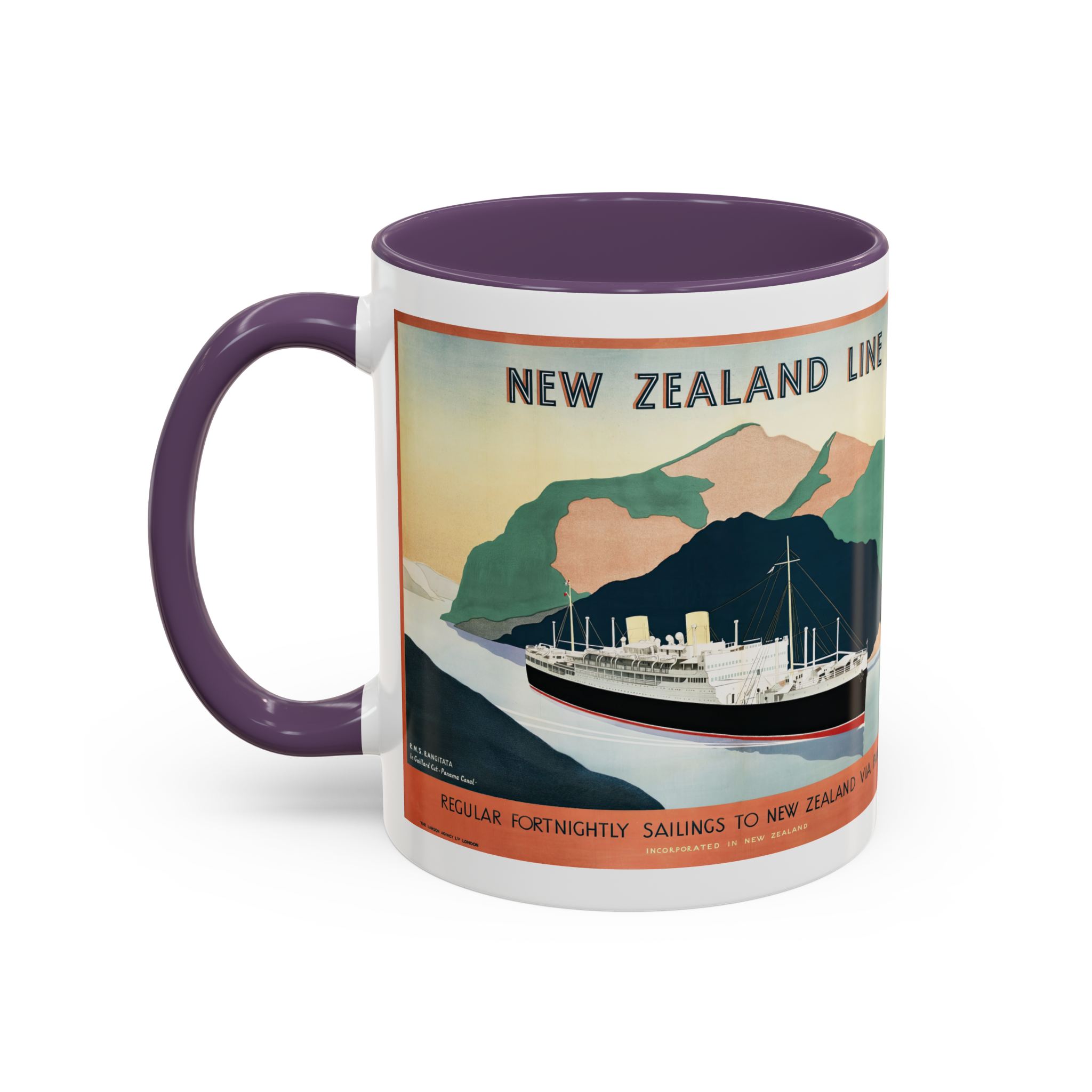 Coffee Mug - Vintage New Zealand Sea Travel Posters, Gift for Coffee Lovers