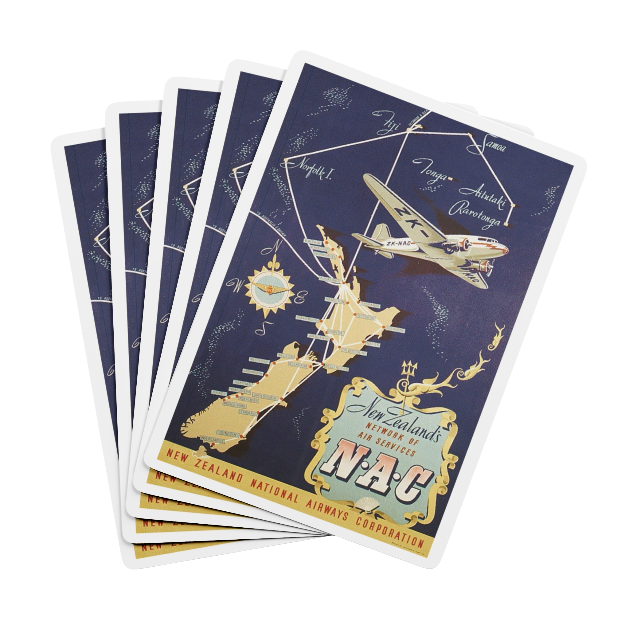 Retro New Zealand Travel Playing Cards Pack - NAC