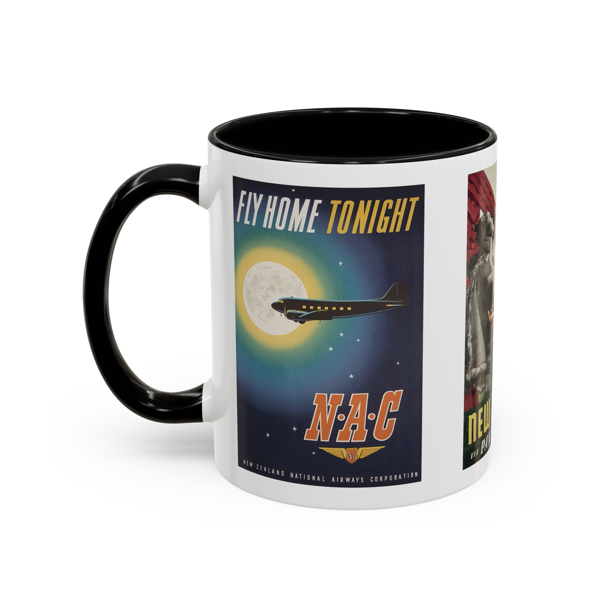 Coffee Mug - Vintage New Zealand Air Travel Posters, Gift for Coffee Lovers