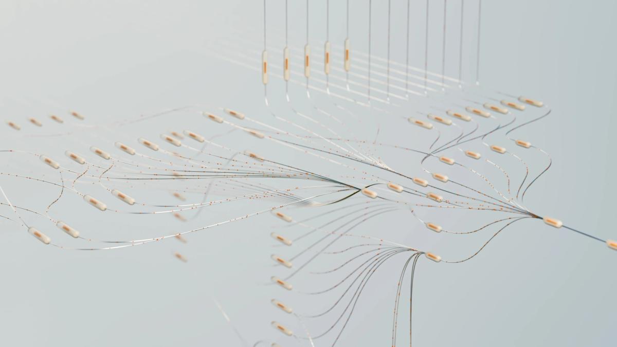 Abstract digital illustration of blockchain traceability in action. Each node and connection is another secure, verifiable data point flowing across a decentralized network.