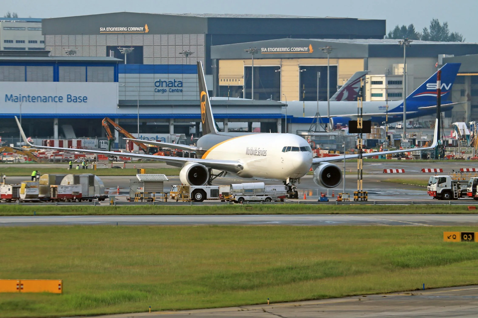 Streamlining procurement of aviation parts is important to keep aircraft moving, as seen here with this plane just outside a maintenance base.
