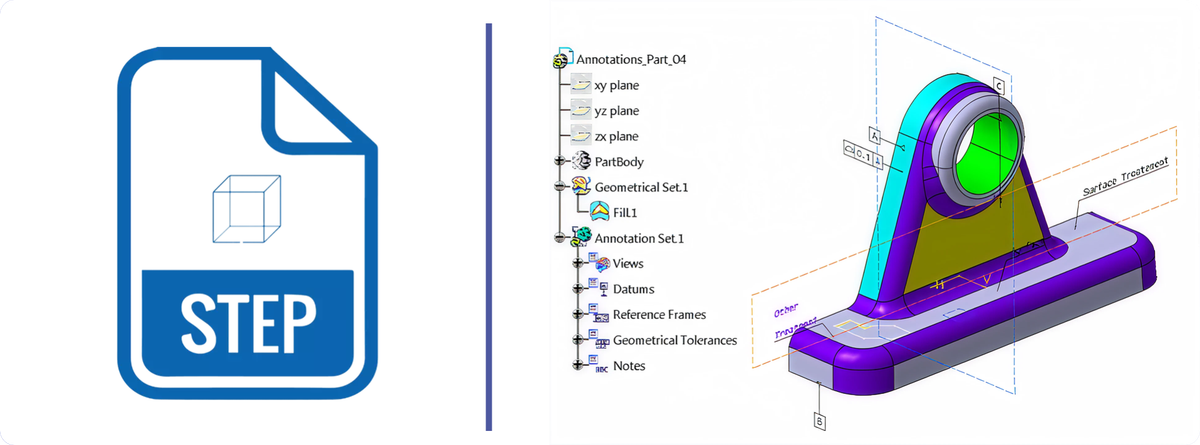 STEP Dateisymbol und CAD Datei