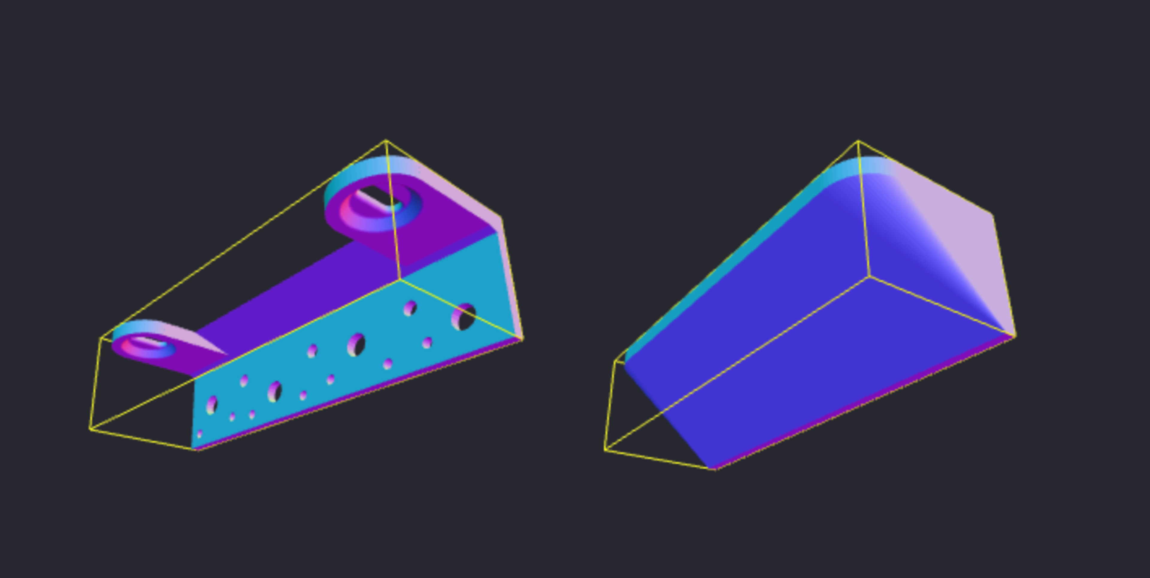 Comparison of a 3D part with its calculated convex hull