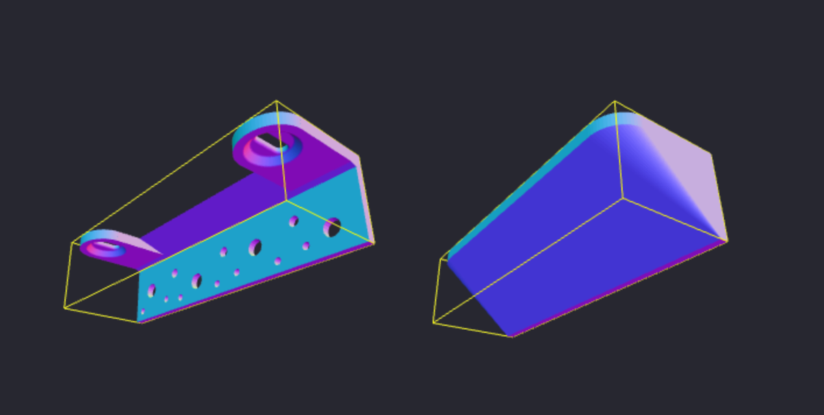 Comparación de una parte 3D con su casco convexo calculado