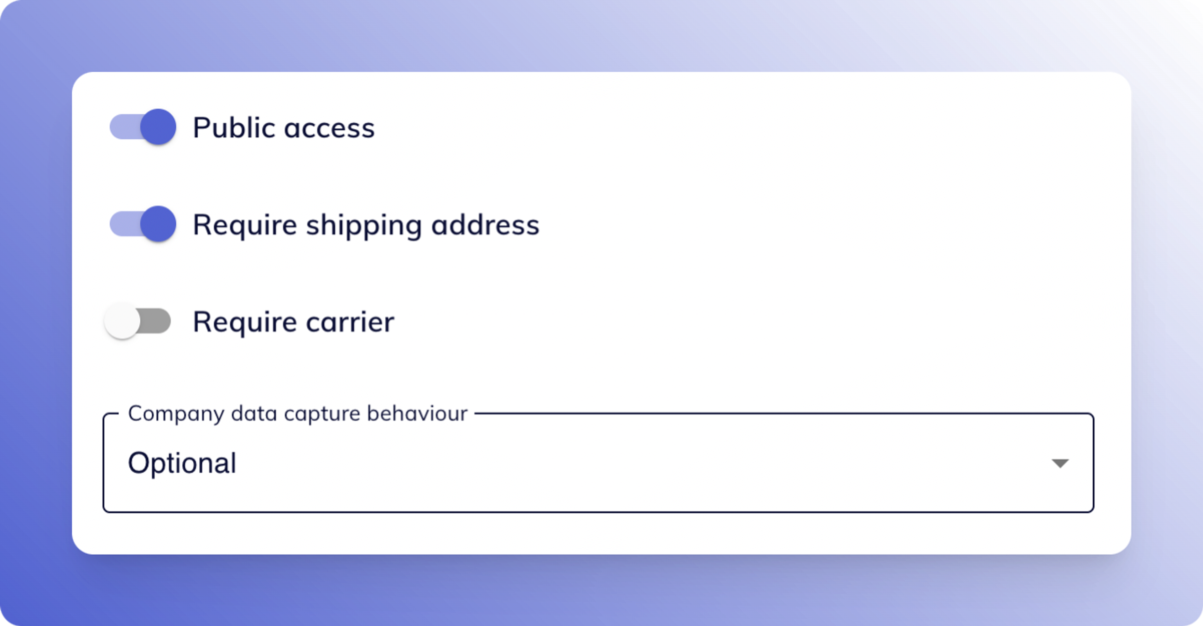 Screenshot of tenant settings form