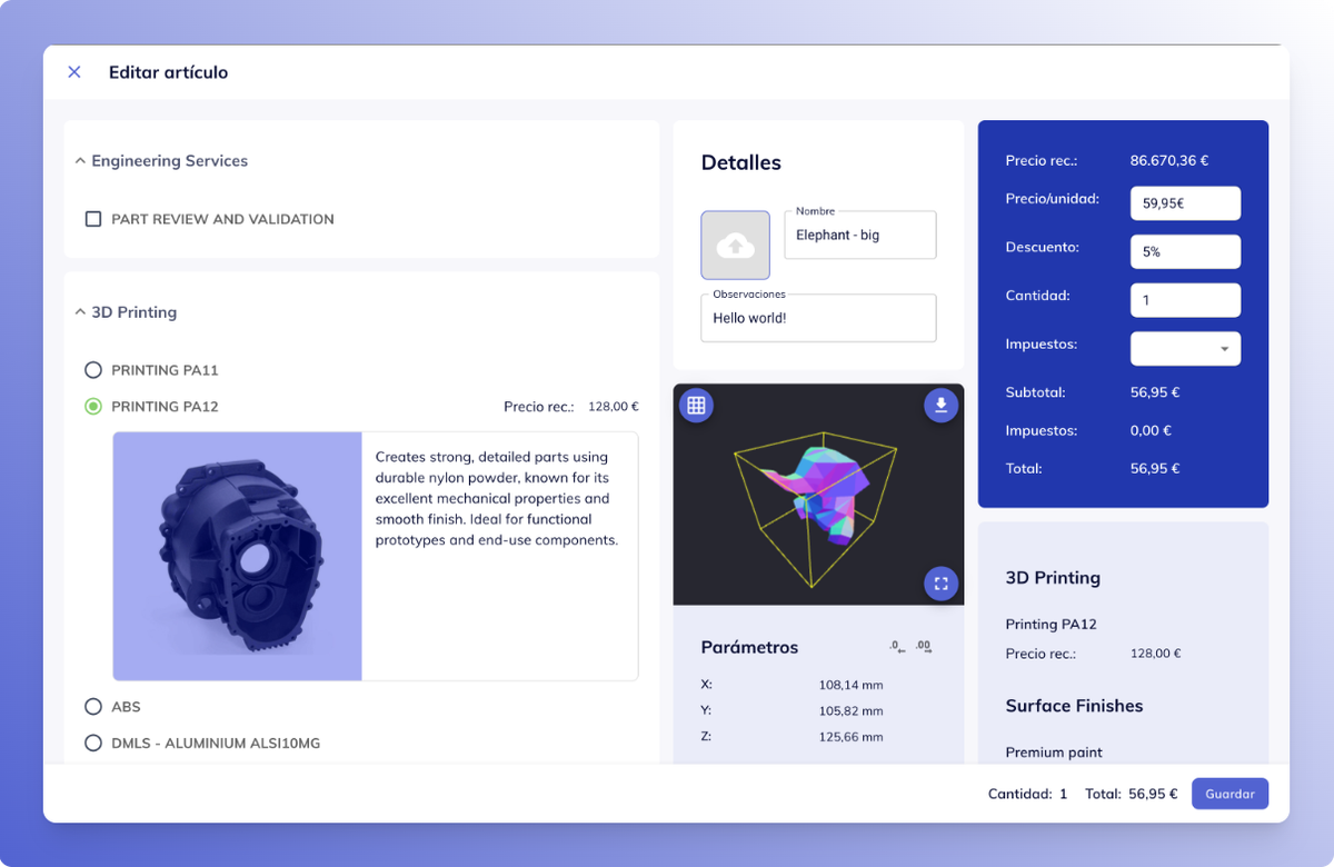 Faster quote-to-production response