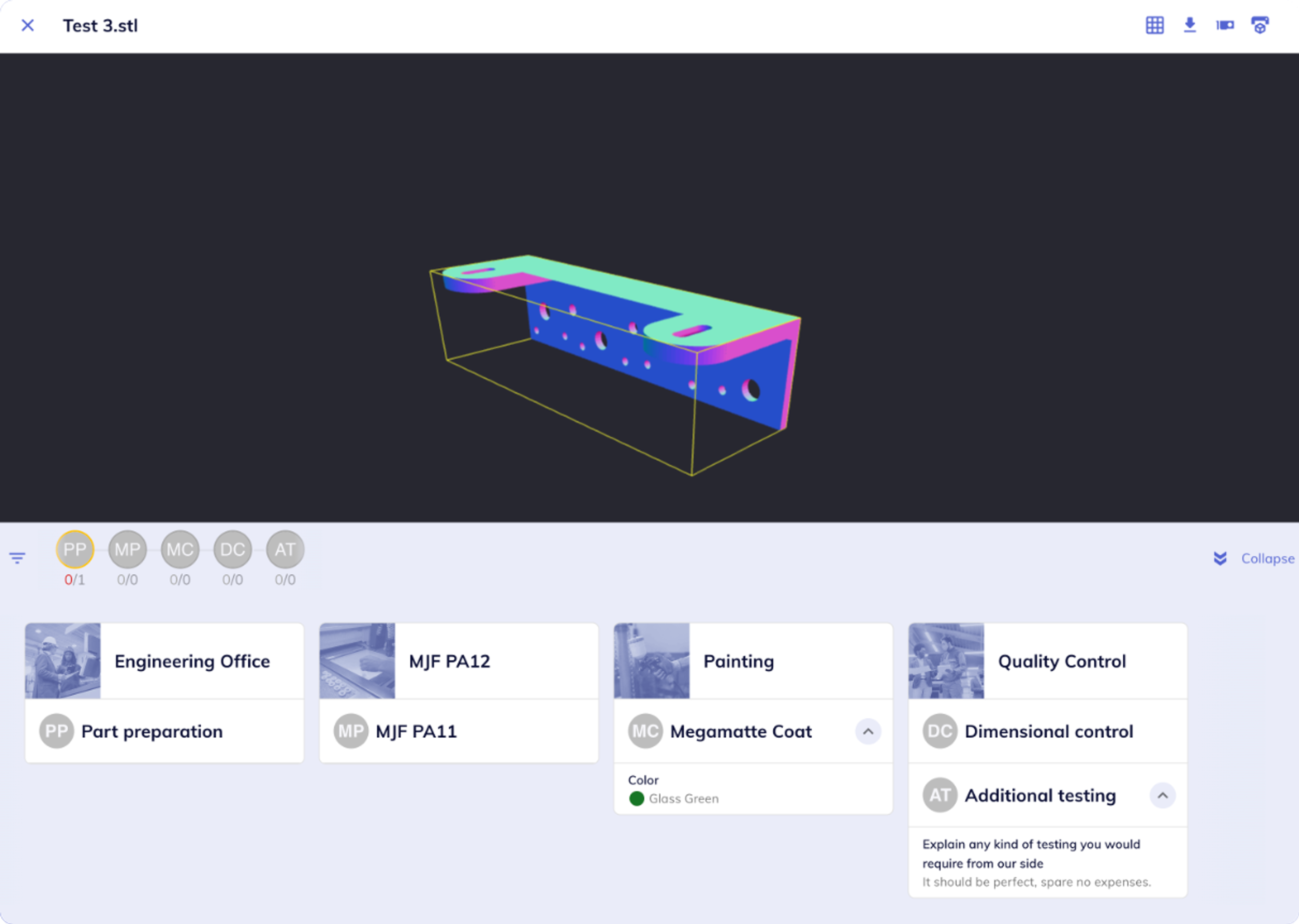 Dialog showing a file rendered with the process drawer opened.