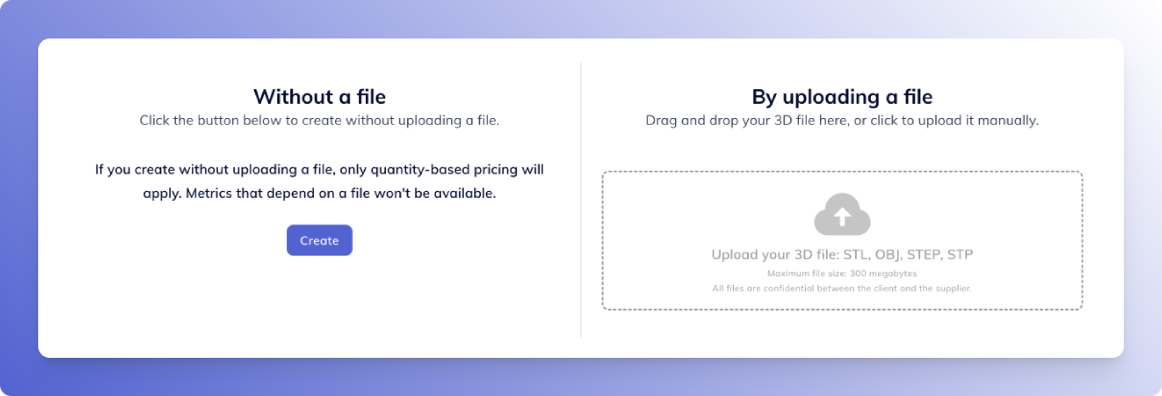 Client “Upload a file” pop-up window