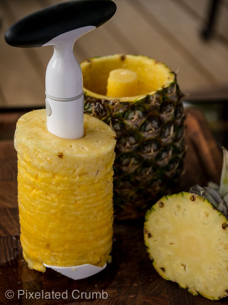 Slicing pineapple with OXO Pineapple Slicer