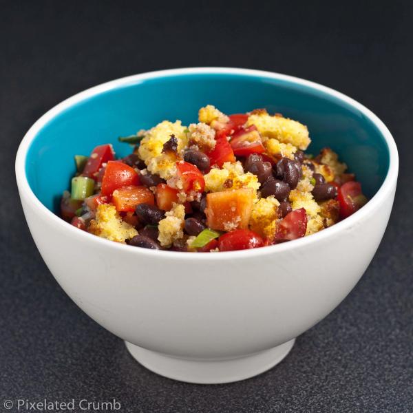 Cornbread Salad with Cherry Tomatoes, Red Peppers, and