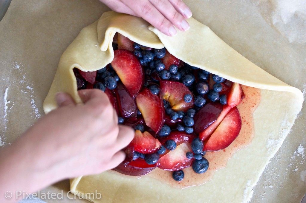 Making Pluot and Blueberry Galette