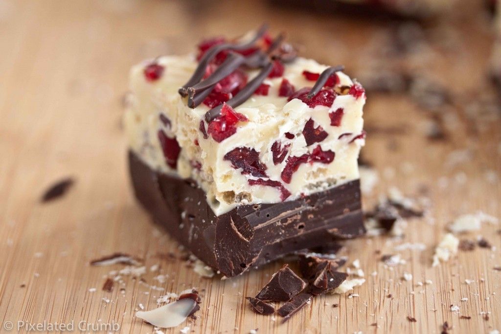 Black and White Holiday Bark with Cranberries