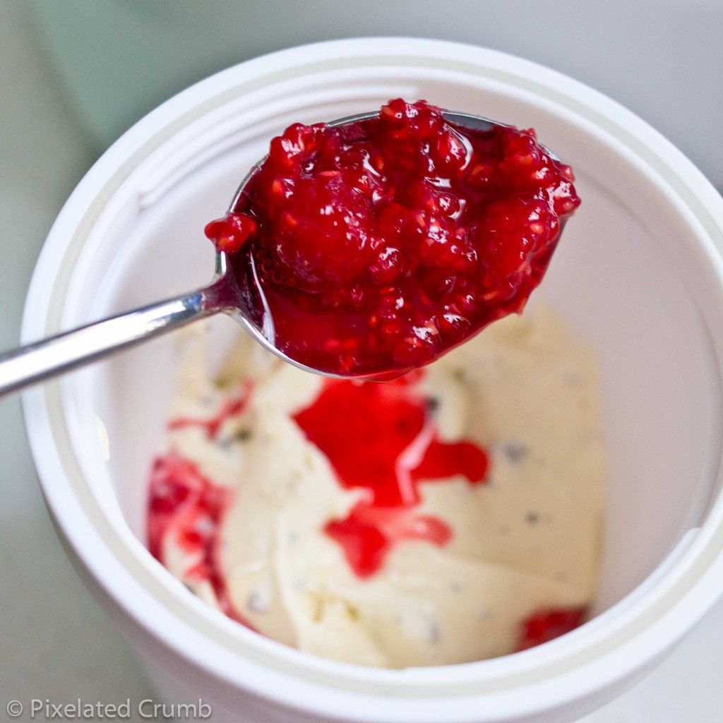 Adding raspberry swirl to vanilla ice cream