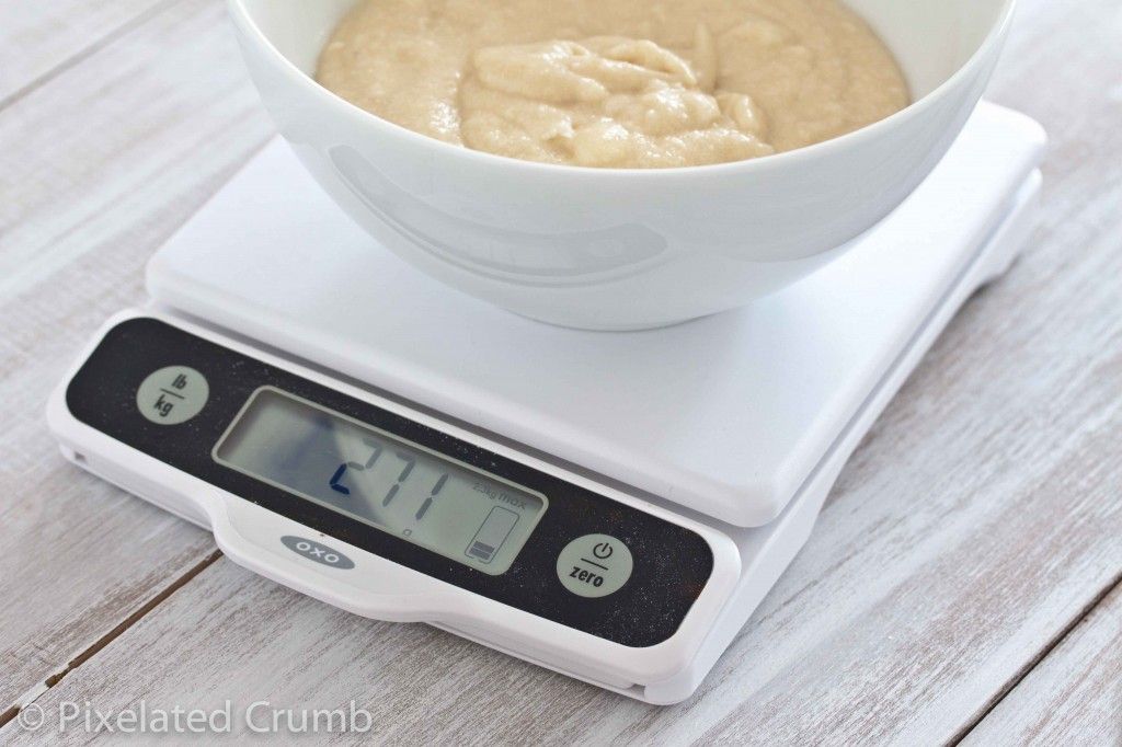 Weighing Batter on OXO Scale