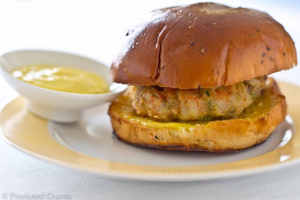 Shrimp Burgers with Roasted Garlic-Orange Aioli