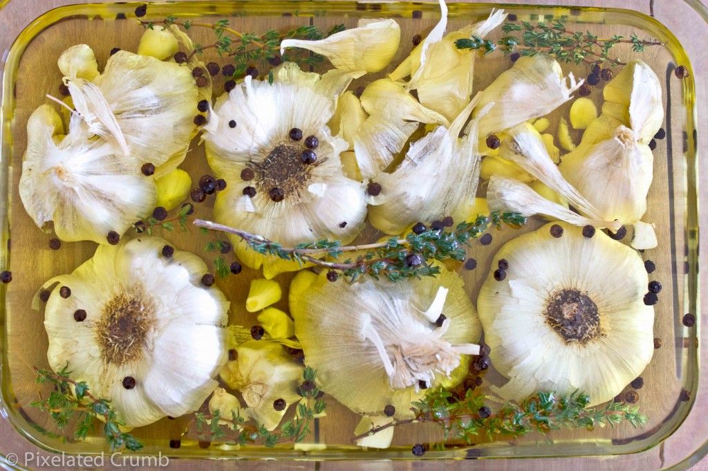 Roasted Garlic Oil - garlic, thyme, peppercorns
