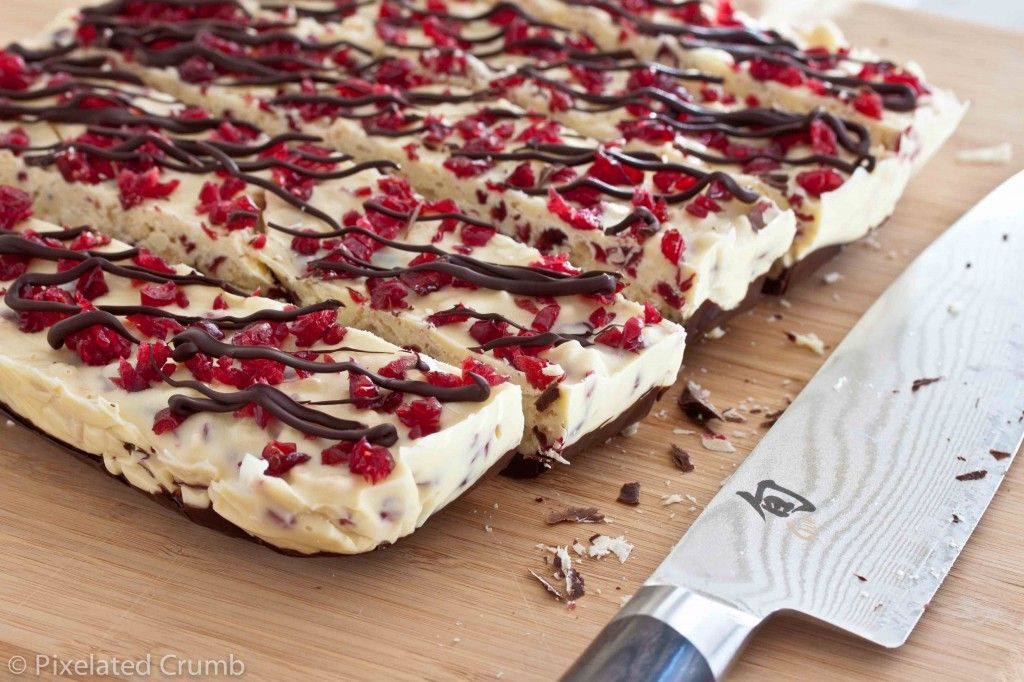 Black and White Holiday Bark with Cranberries