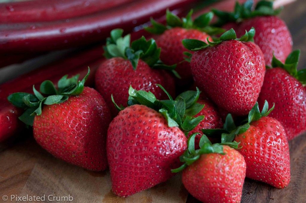 Strawberries and Rhubarb Stalks