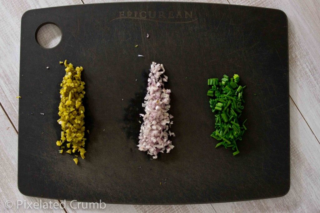 Minced Cornichons, Shallots, and Chives