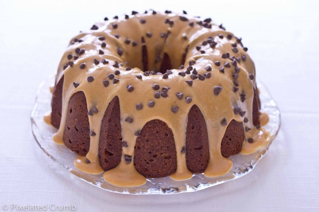 Chocolate Chip Peanut Butter Cake with Peanut Butter Glaze