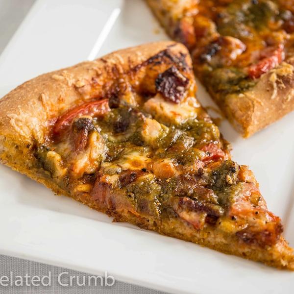Three Cheese Avalanche Pesto Pizza with Chicken, Bacon, and Cashews-6