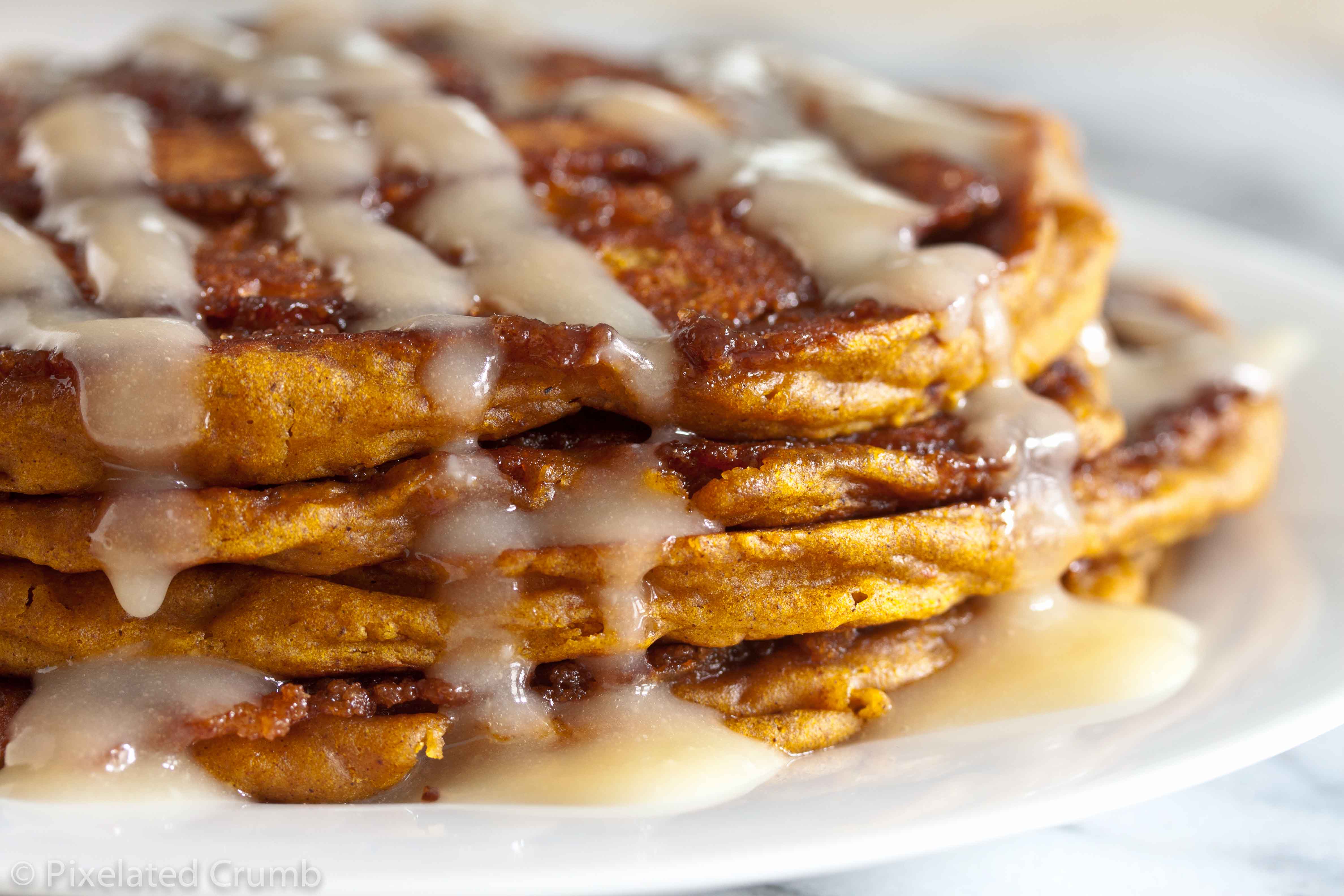 Pumpkin Cinnamon Roll Pancakes