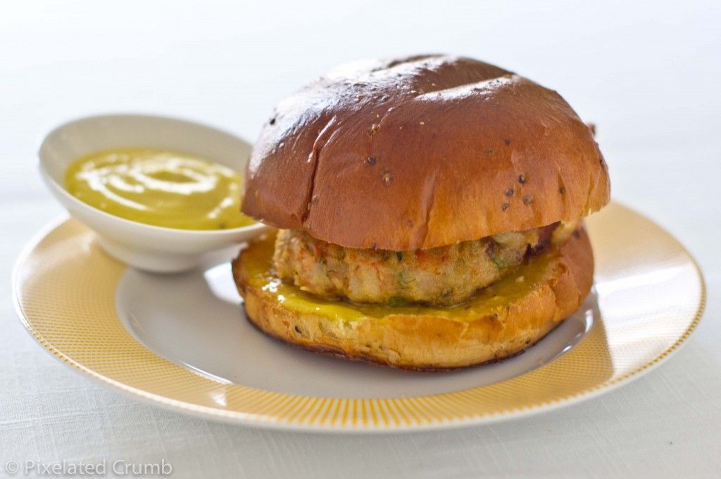 Shrimp Burgers with Roasted Garlic-Orange Aioli