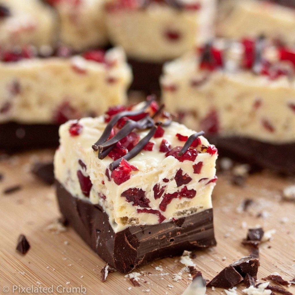 Black and White Holiday Bark with Dried Cranberries
