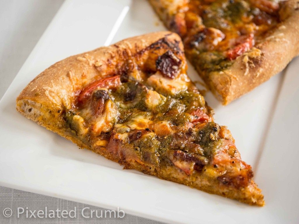 Three Cheese Avalanche Pesto Pizza with Chicken, Bacon, and Cashews