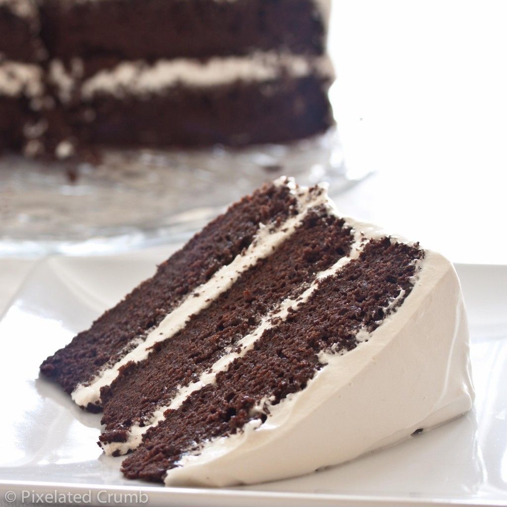 Three Layer Chocolate Cake with Marshmallow Frosting