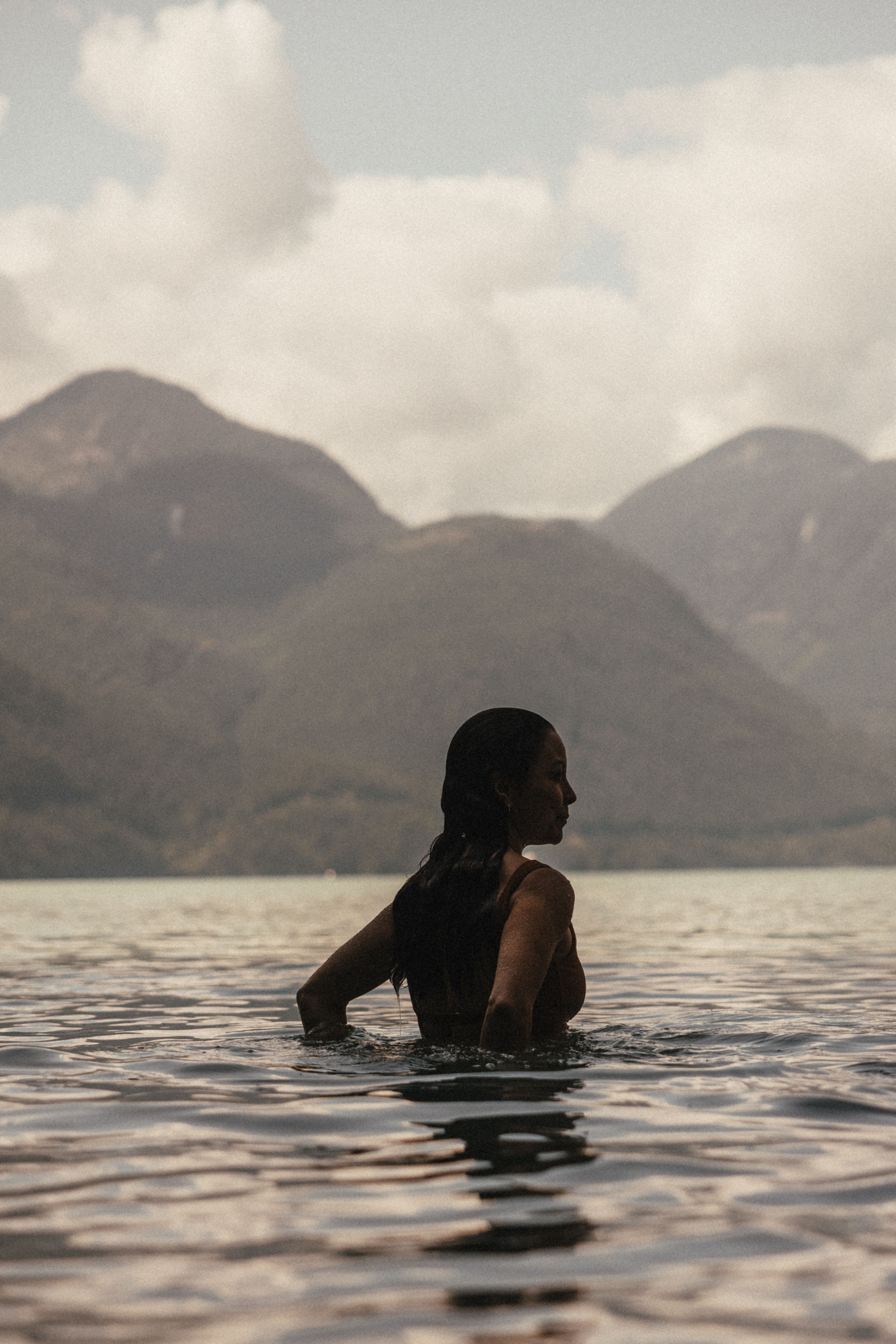 Mom in water