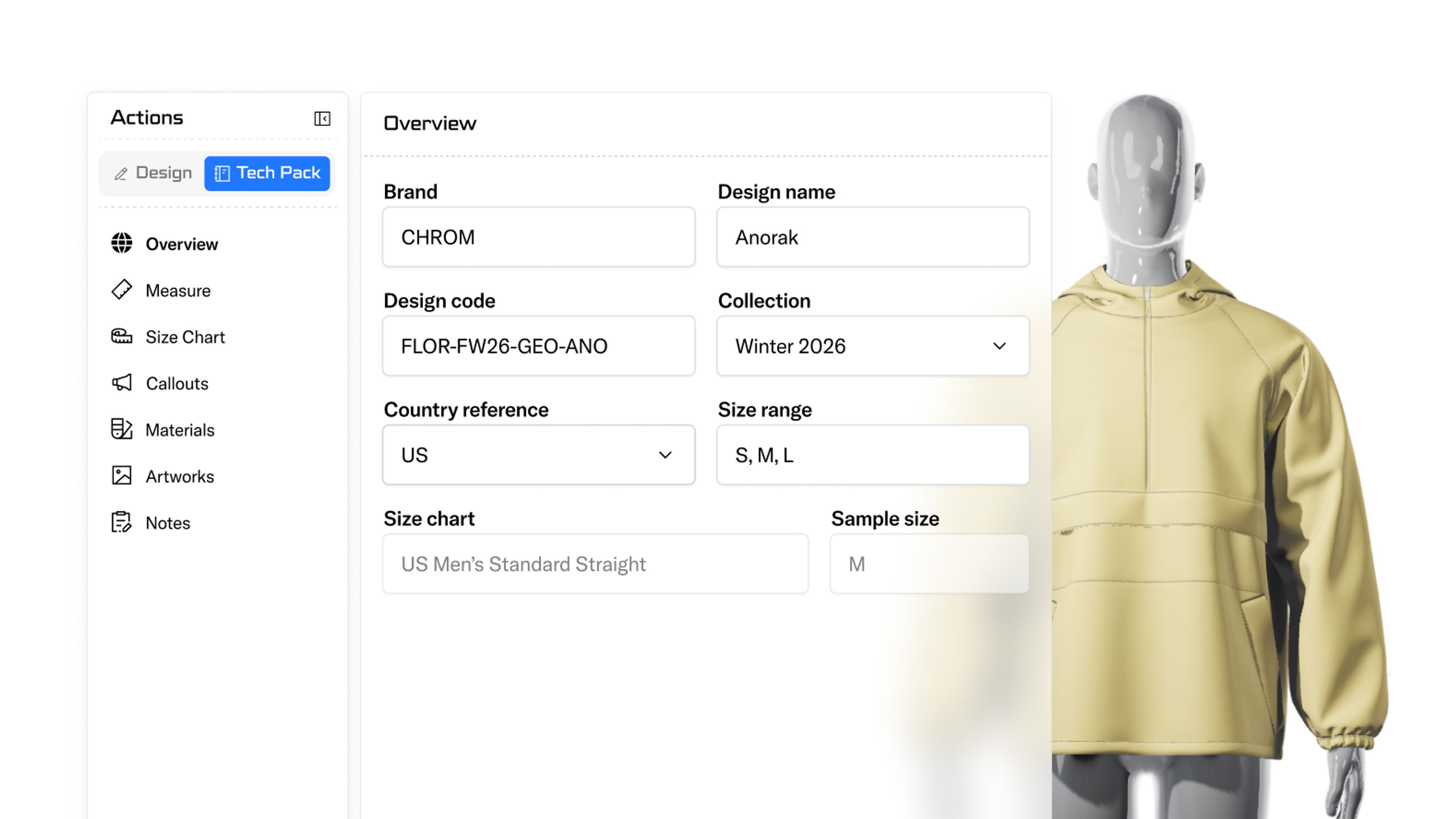 Input key brand and design information