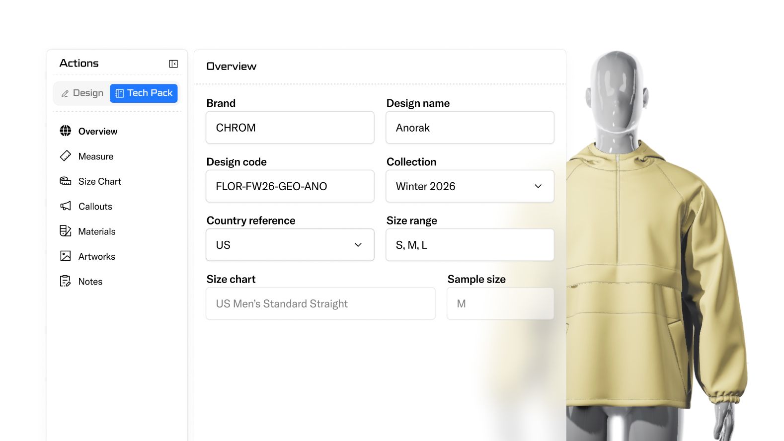 Input key brand and design information