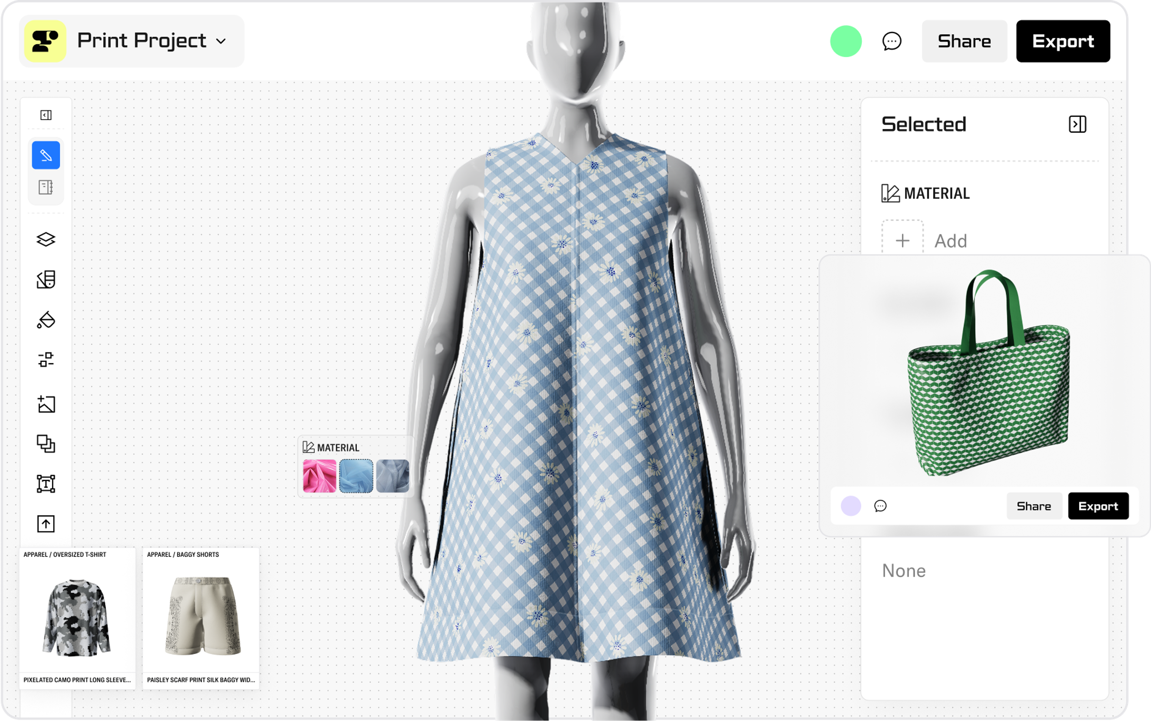Showing app with a dress