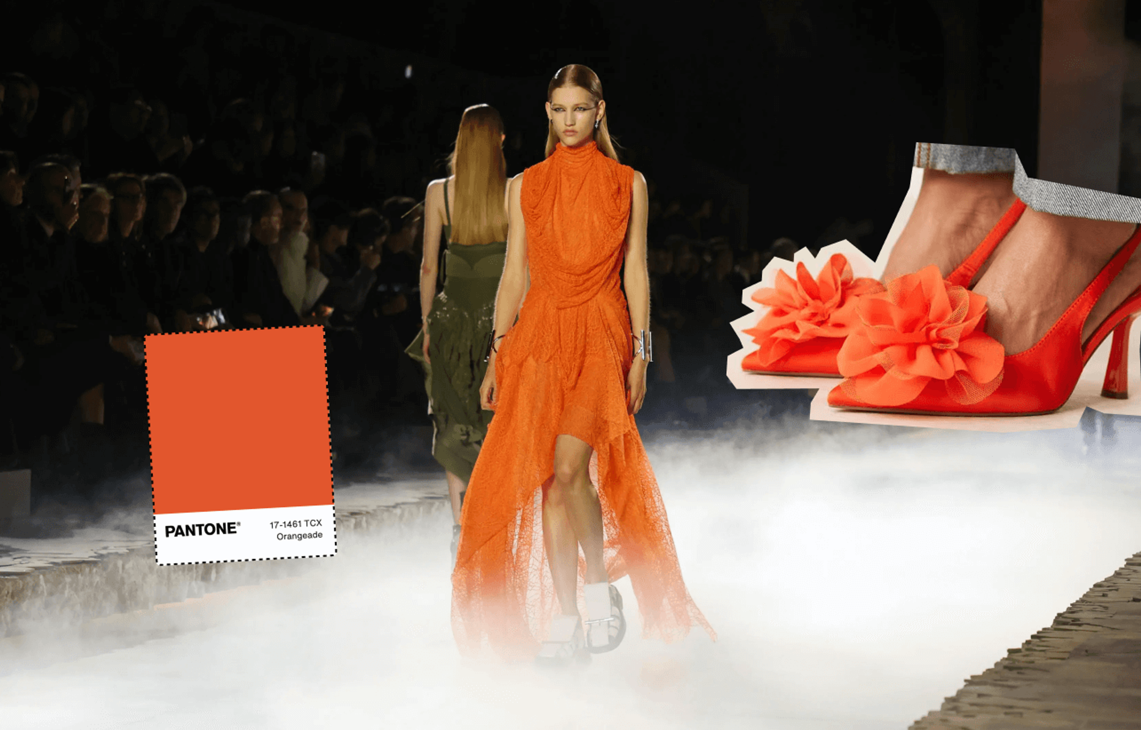 Pantone "orangeade" and orange on the runway