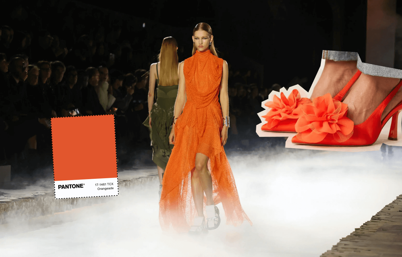 Pantone "orangeade" and orange on the runway