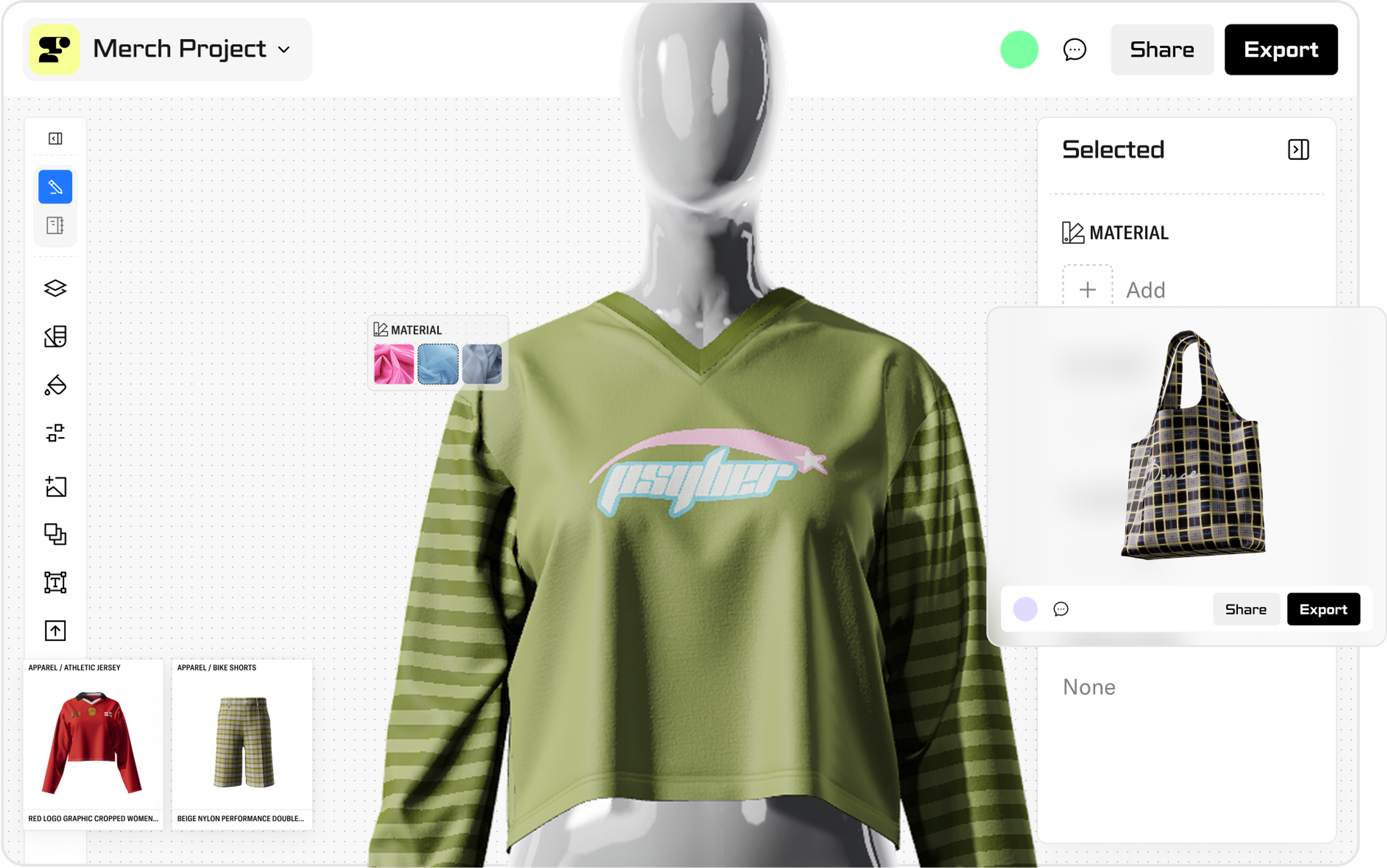 Showing app with merch