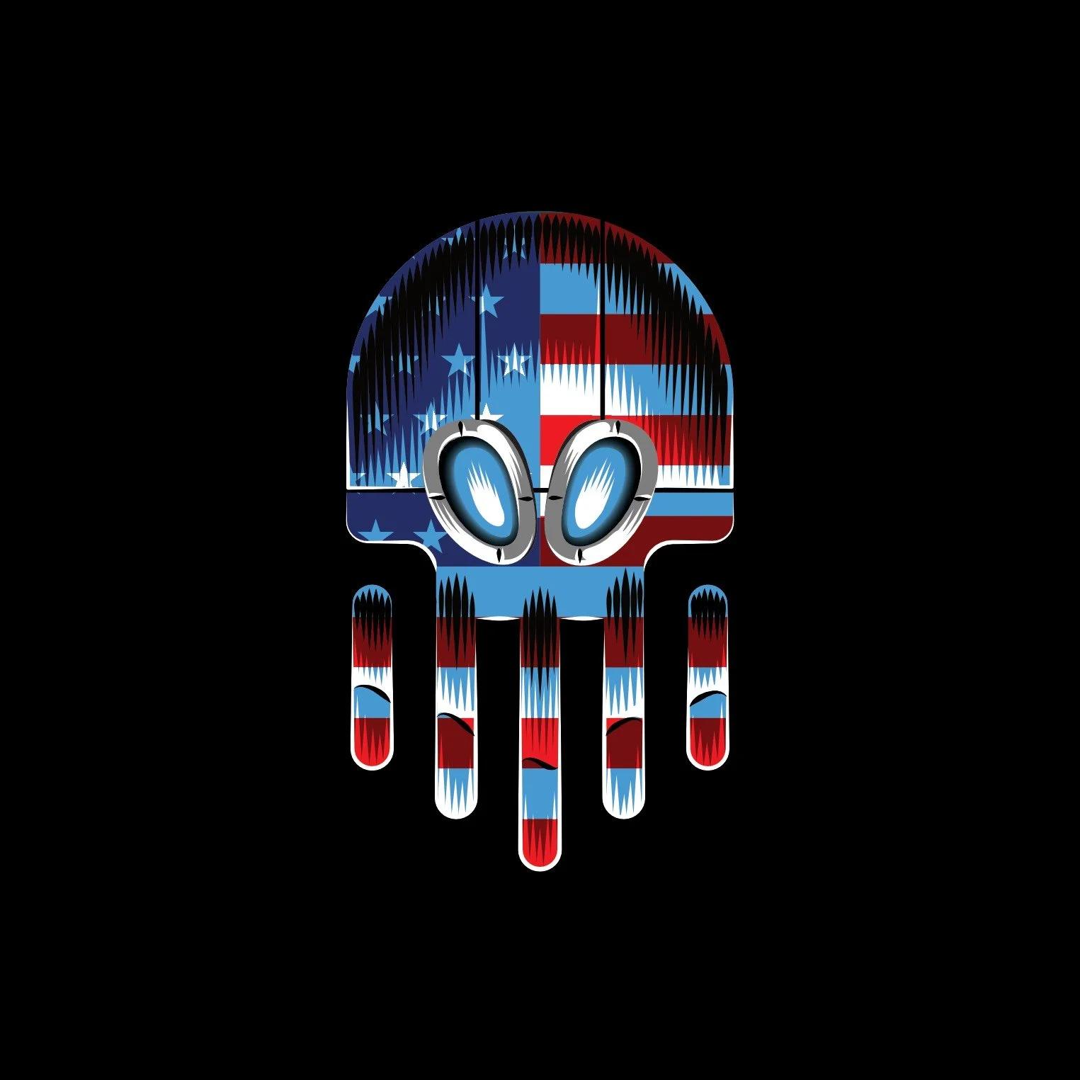 Qintel Skull - American flag