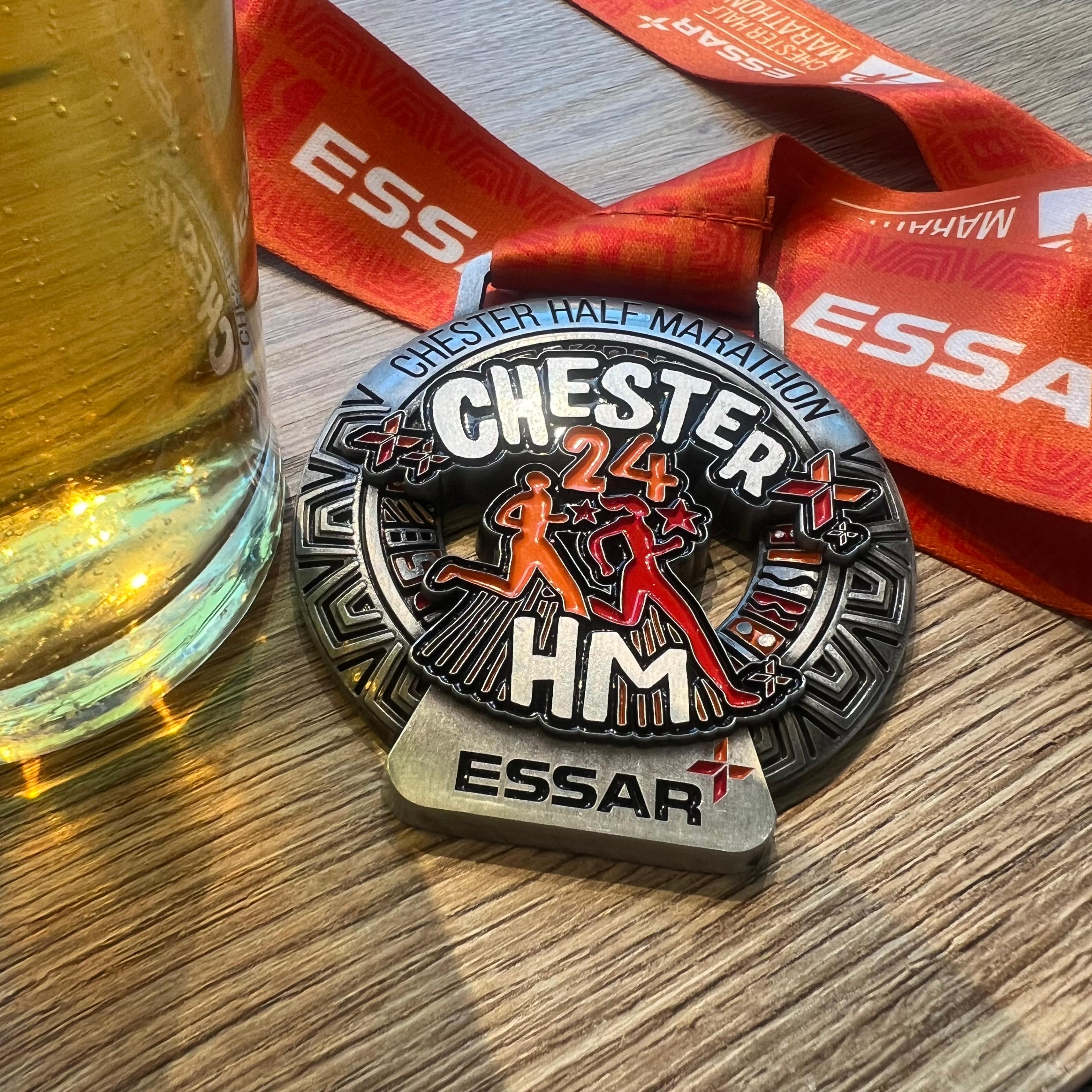 A medal and a beer. Pizza en-route!