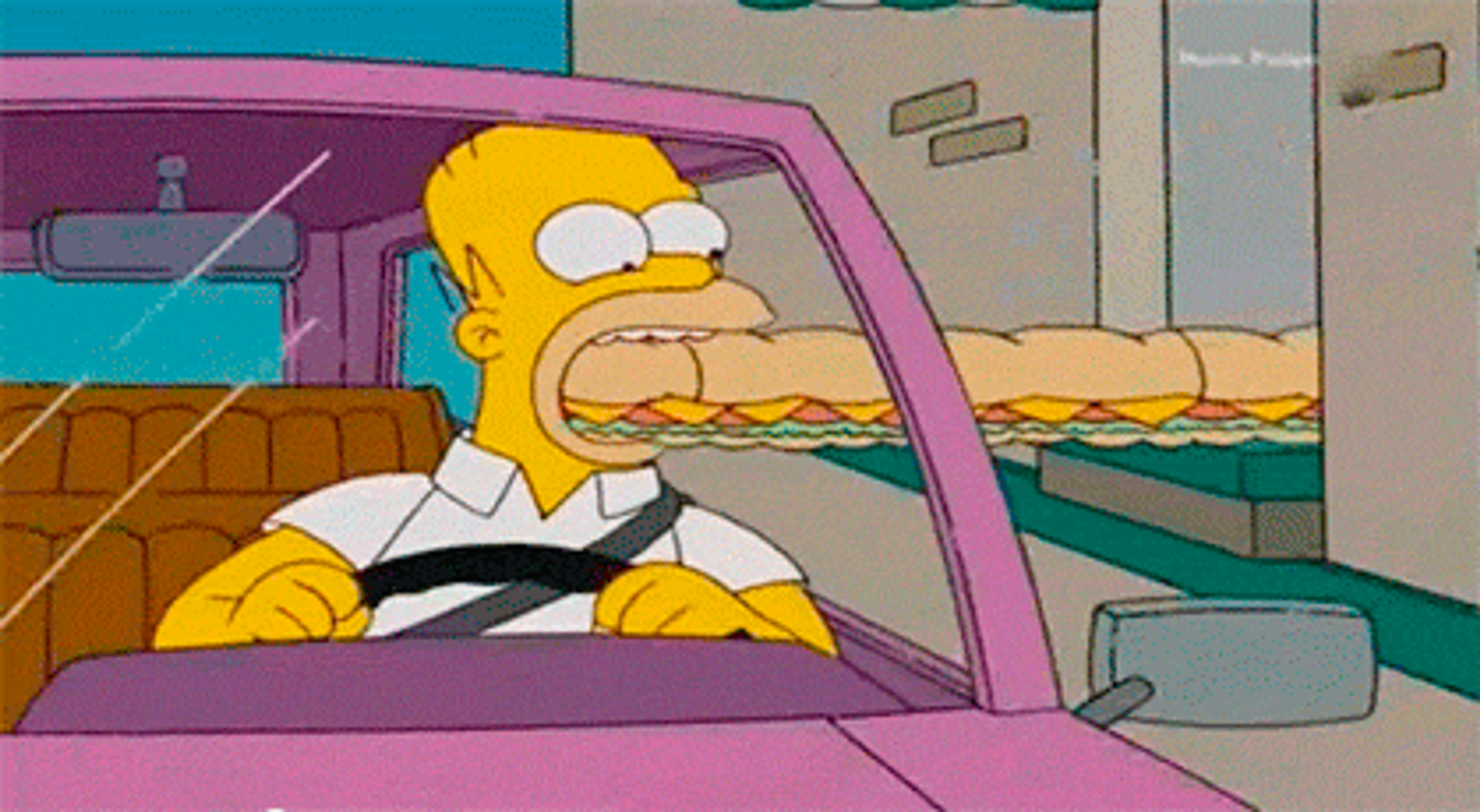 Homer Simpson eating a Subway Sandwich
