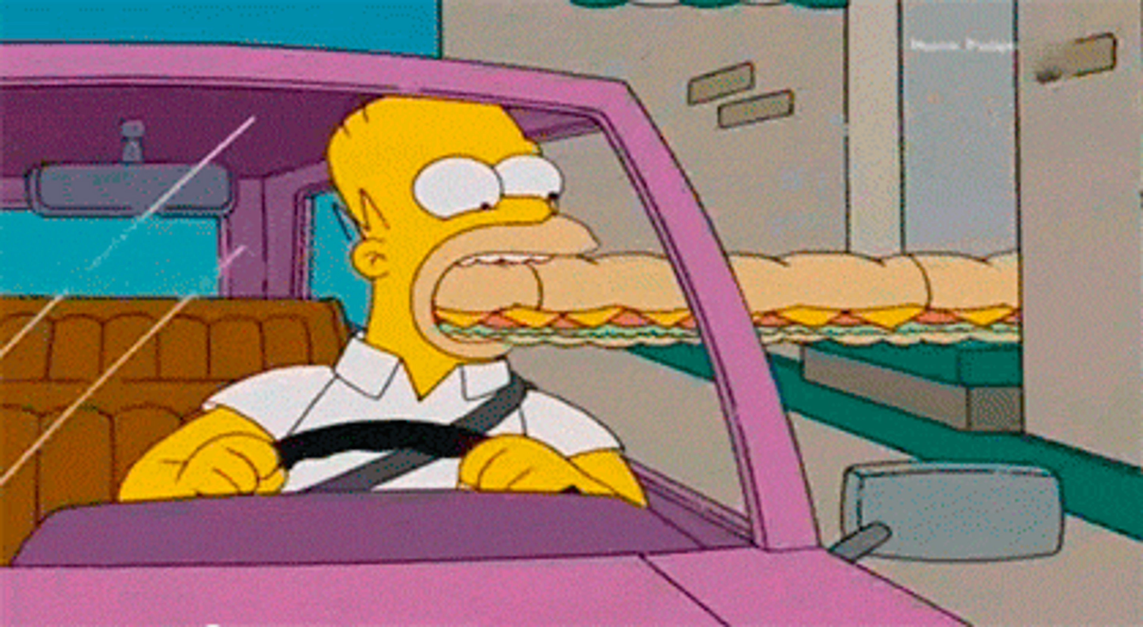 Homer Simpson eating a Subway Sandwich